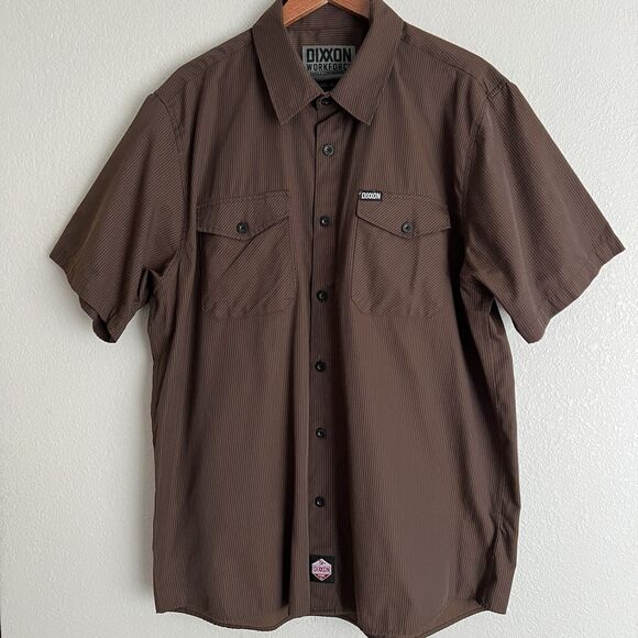 Dixxon WorkForce Short Sleeve Work Shirt Size 2XL Brown Pinstripe - Picture 1 of 6